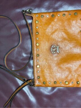 Pratsi Firenze Italian Studded Leather Crossbody Clutch